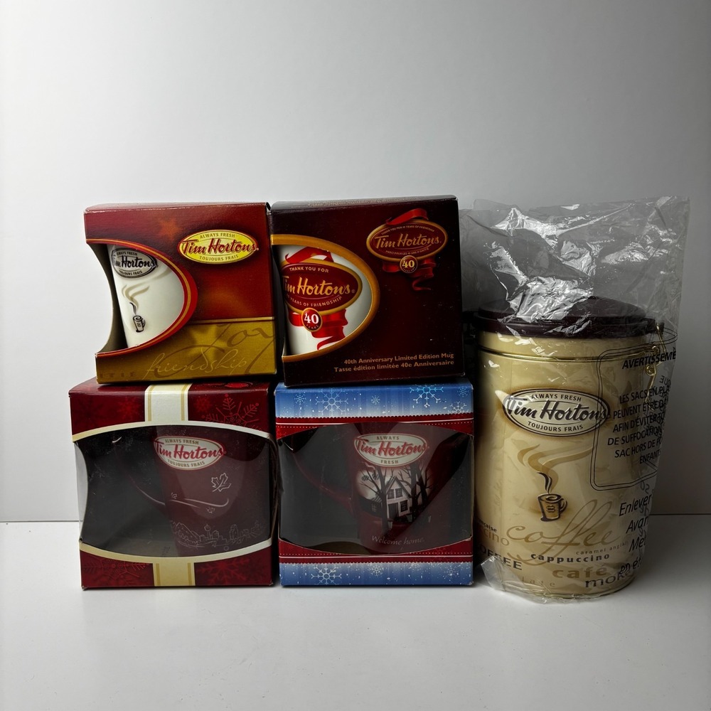 Tim Hortons Coffee Mugs Lot Limited Edition 2010 2011 Coffee Tin‎